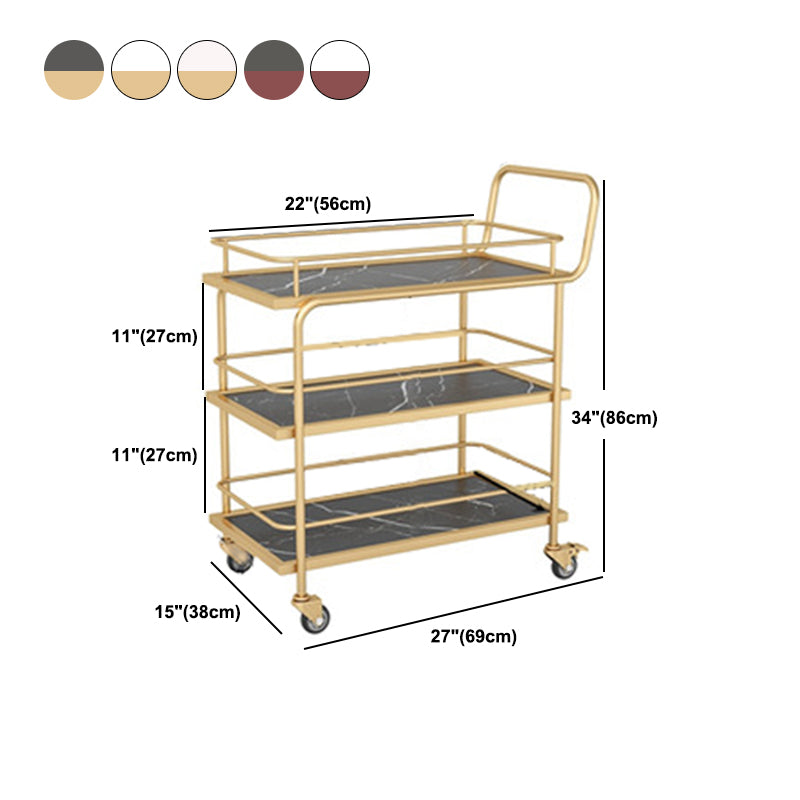 33.86" High Modern Style Rolling Prep Table Stone Prep Table for Dining Room