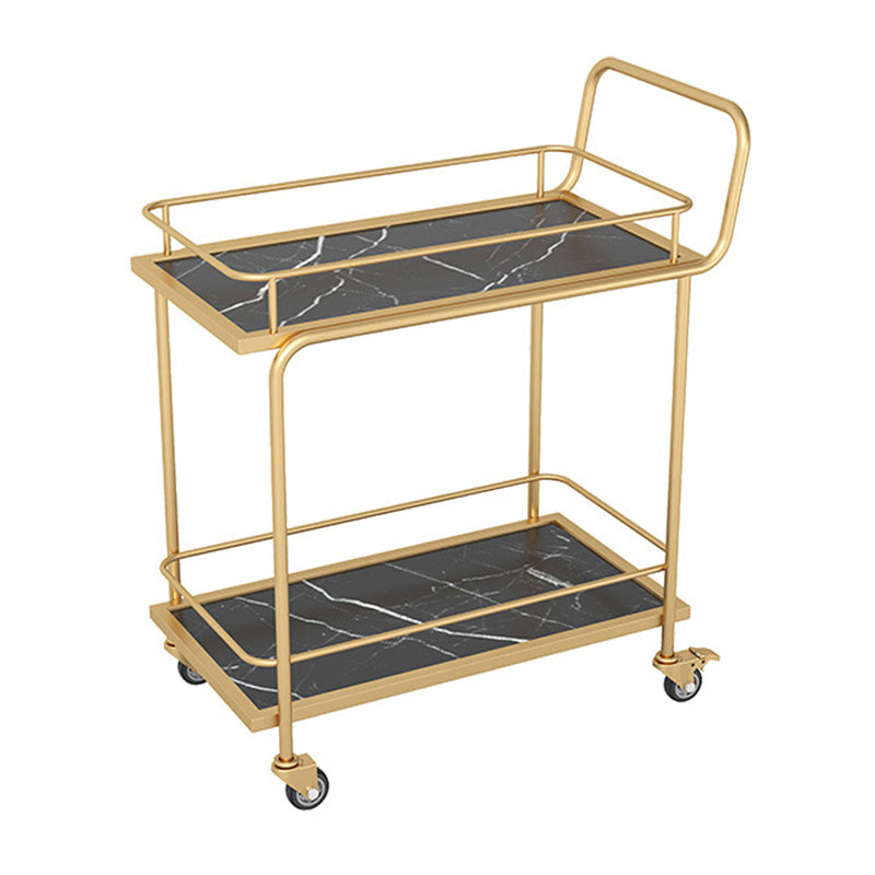 33.86" High Contemporary Style Rolling Prep Table Stone Prep Table for Dining Room