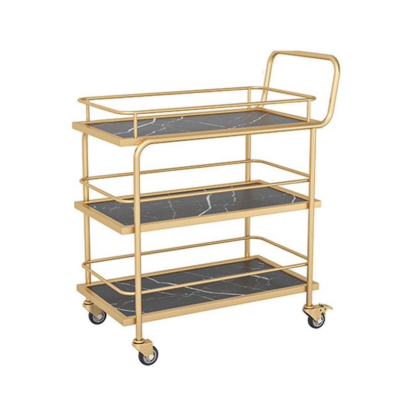 33.86" High Contemporary Style Rolling Prep Table Stone Prep Table for Dining Room