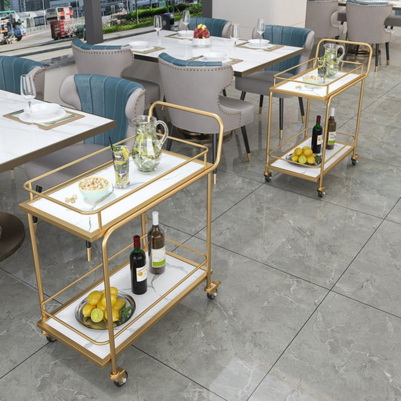 33.86" High Contemporary Style Rolling Prep Table Stone Prep Table for Dining Room