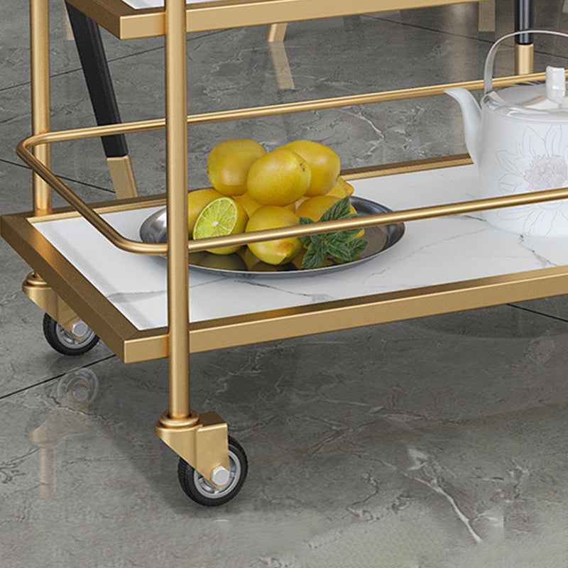 33.86" High Contemporary Style Rolling Prep Table Stone Prep Table for Dining Room