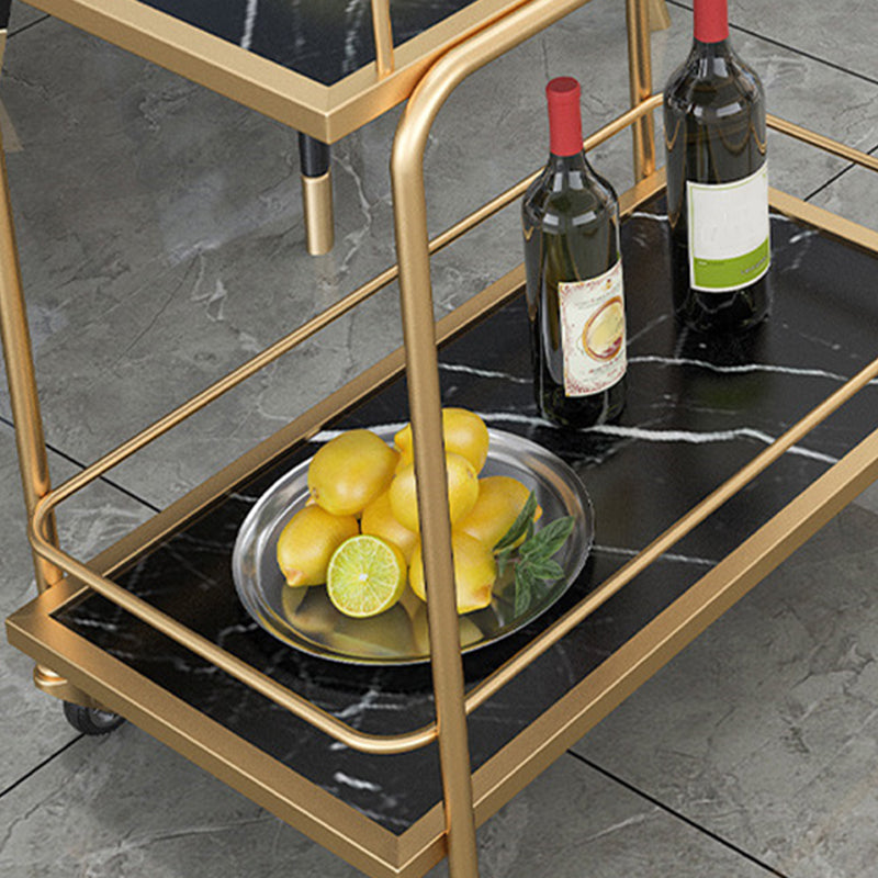 33.86" High Contemporary Style Rolling Prep Table Stone Prep Table for Dining Room