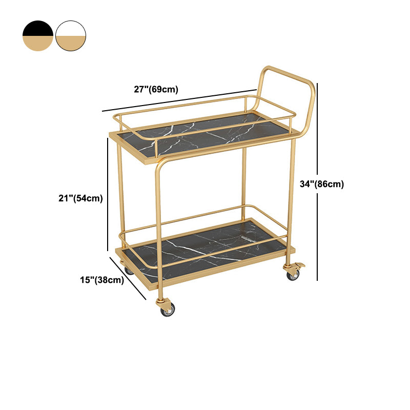 33.86" High Contemporary Style Rolling Prep Table Stone Prep Table for Dining Room