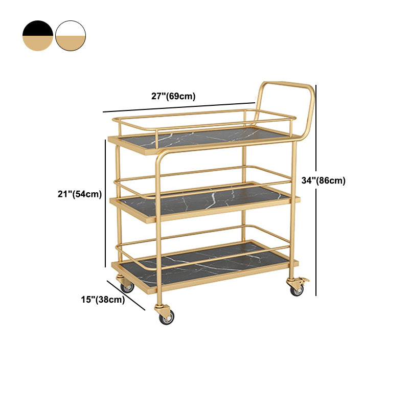 33.86" High Contemporary Style Rolling Prep Table Stone Prep Table for Dining Room