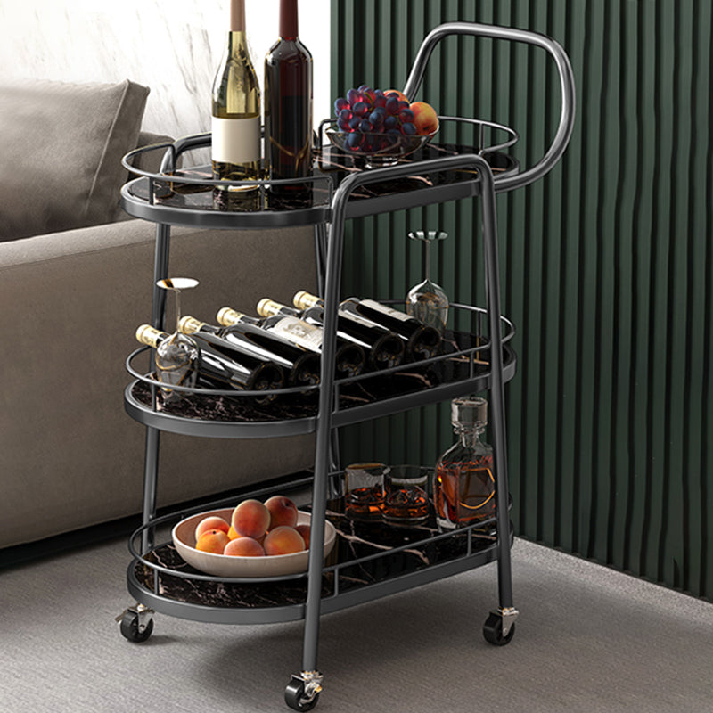 32.28" High Rolling Modern Style Prep Table Stone Prep Table for Dining Room