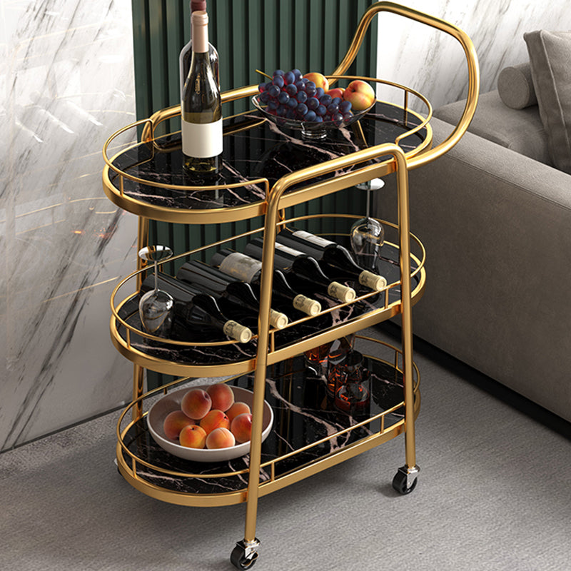 32.28" High Rolling Modern Style Prep Table Stone Prep Table for Dining Room