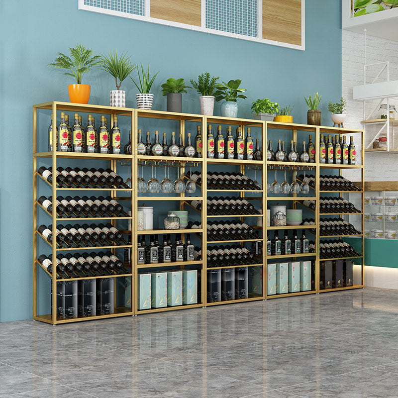 Industrial Iron Bottle Wine Rack Simple Floor Bottle Holder with Wine Storage