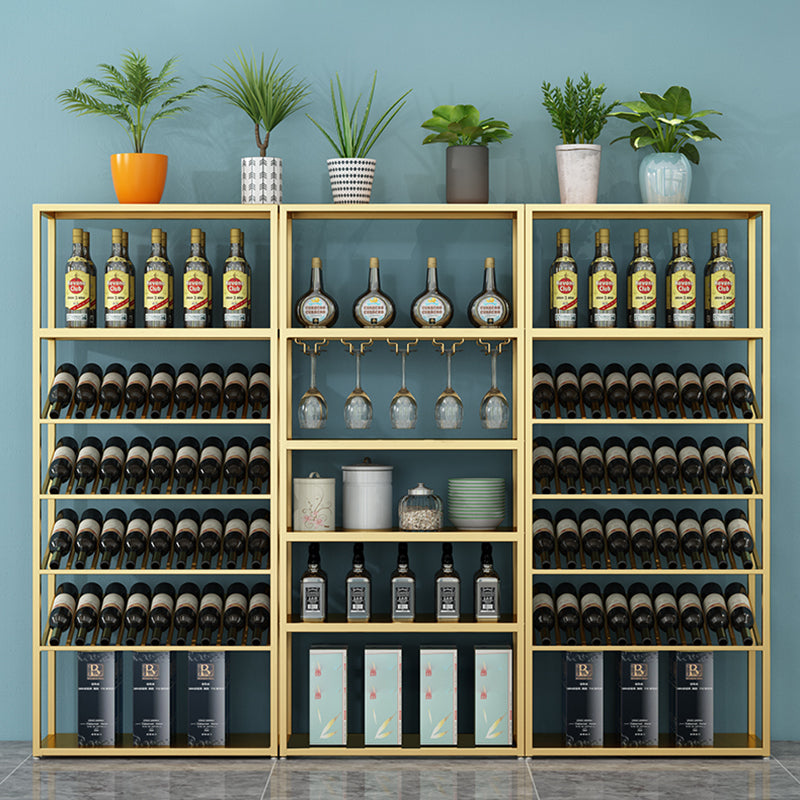 Industrial Iron Bottle Wine Rack Simple Floor Bottle Holder with Wine Storage