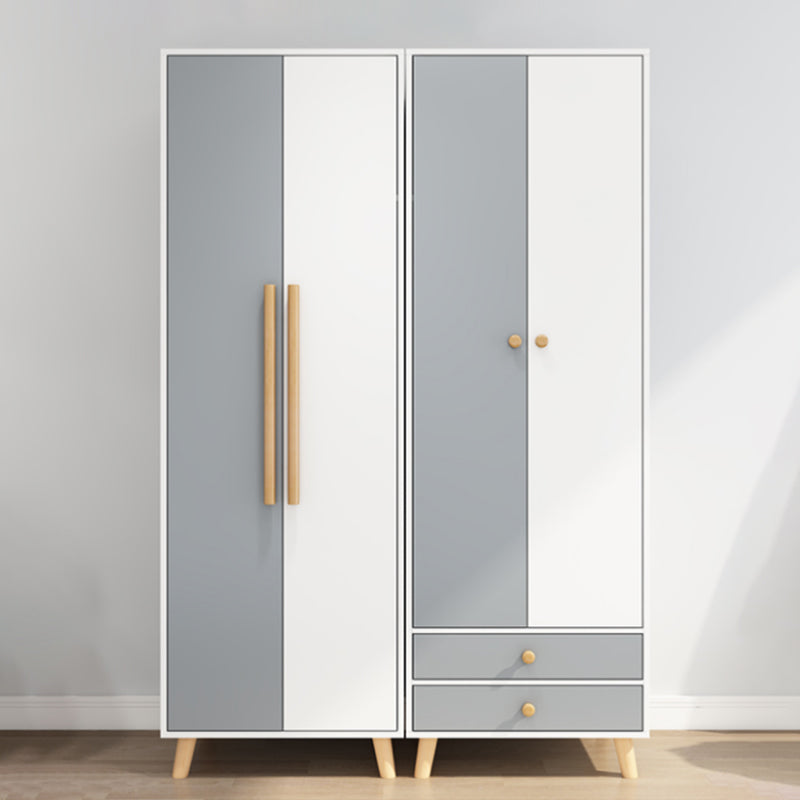 Modern Matte Finish Wardrobe for Home Wood Storage Cabinet with Hinged Door