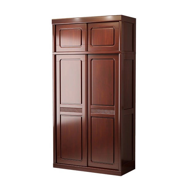 Traditional Wardrobe Cabinet Rubberwood Brown Wardrobe Armoire