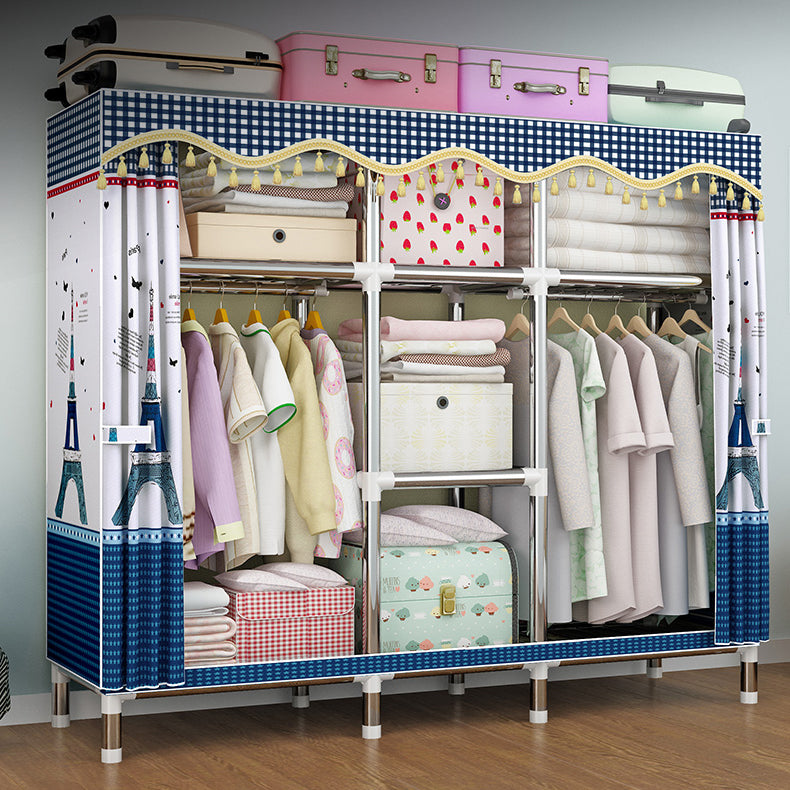 Modern Style Metal Wardrobe Cloth Rod Included Wardrobe Closet for Bedroom