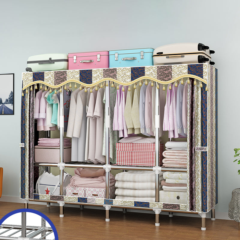 Modern Style Metal Wardrobe Cloth Rod Included Wardrobe Closet for Bedroom