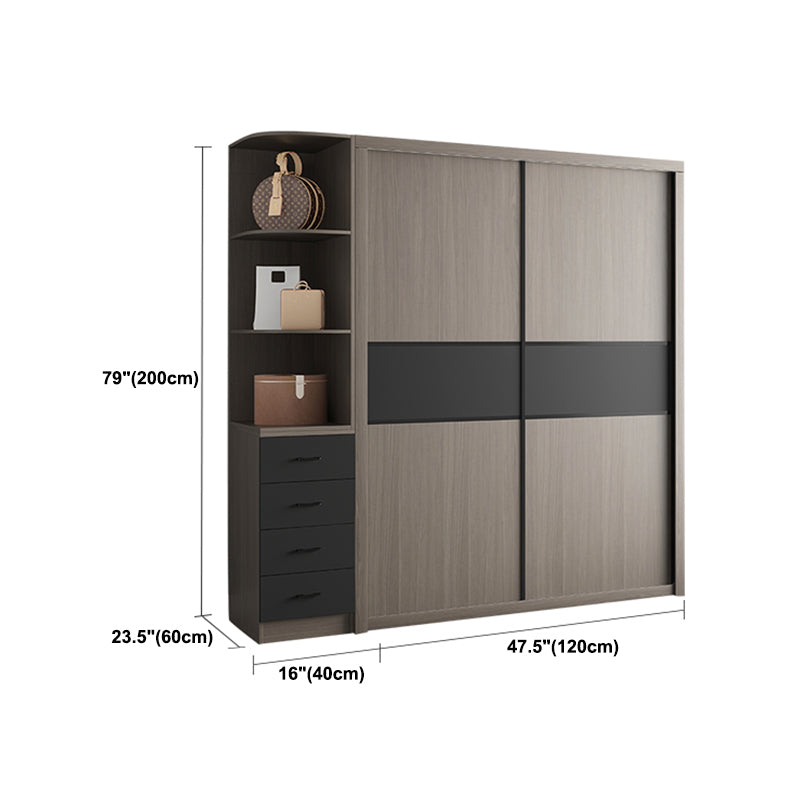 Engineered Wood Wardrobe Armoire With Shelves Modern Wardrobe Closet