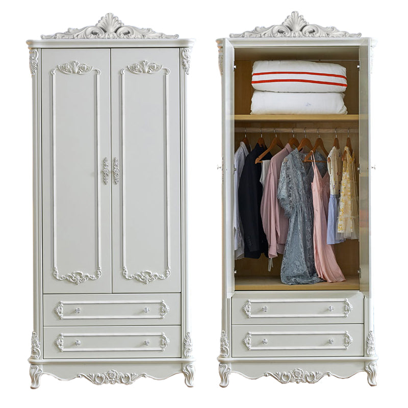 French Country Wardrobe Solid Wood Wardrobe Closet with Cloth Rod