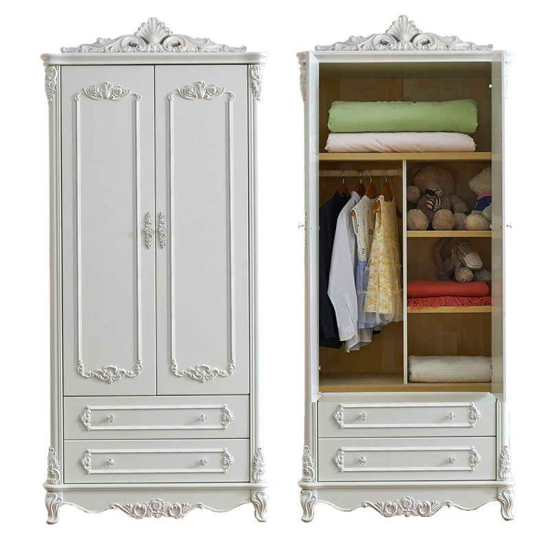 French Country Wardrobe Solid Wood Wardrobe Closet with Cloth Rod