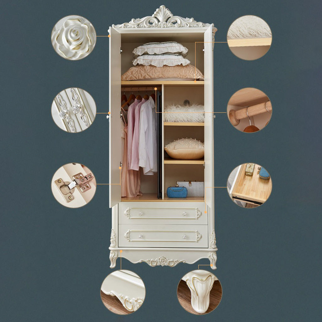 French Country Wardrobe Solid Wood Wardrobe Closet with Cloth Rod