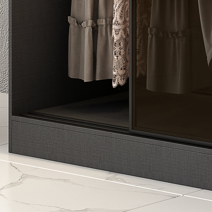 White and Black Wardrobe Armoire Engineered Wood Wardrobe Closet