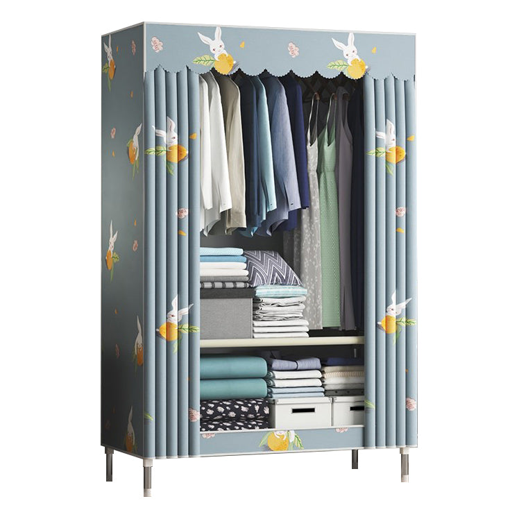 Contemporary Wardrobe Metal Bedroom Wardrobe Closet with Shelves