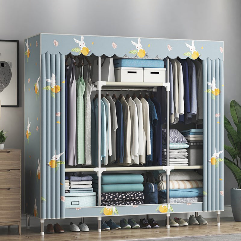 Contemporary Wardrobe Metal Bedroom Wardrobe Closet with Shelves