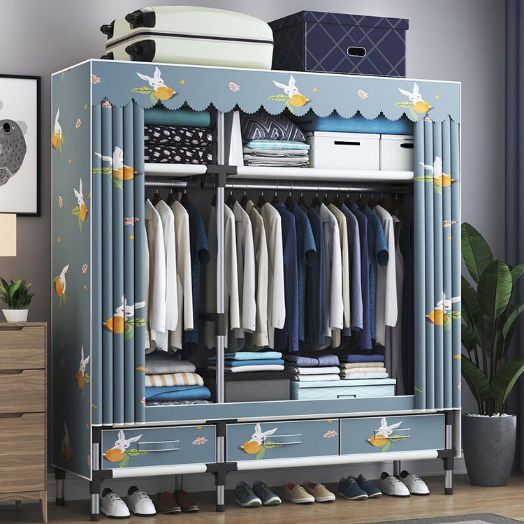 Contemporary Wardrobe Metal Bedroom Wardrobe Closet with Shelves