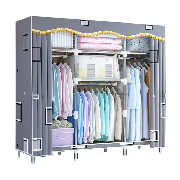 Modern Style Wardrobe Metal Bedroom Wardrobe Closet with Cloth Rod