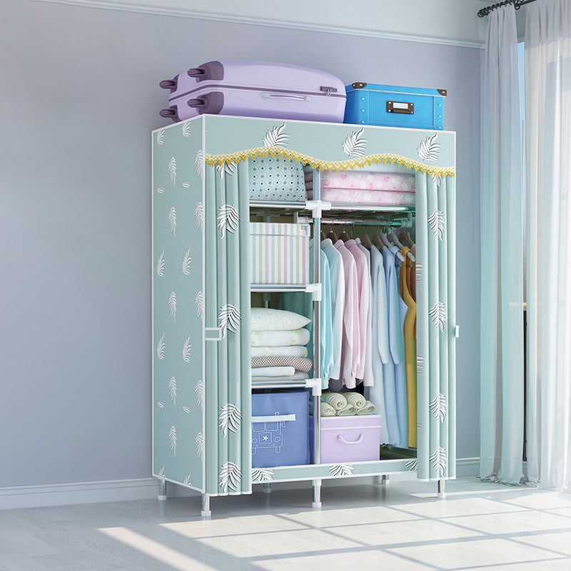 Modern Style Wardrobe Metal Bedroom Wardrobe Closet with Cloth Rod