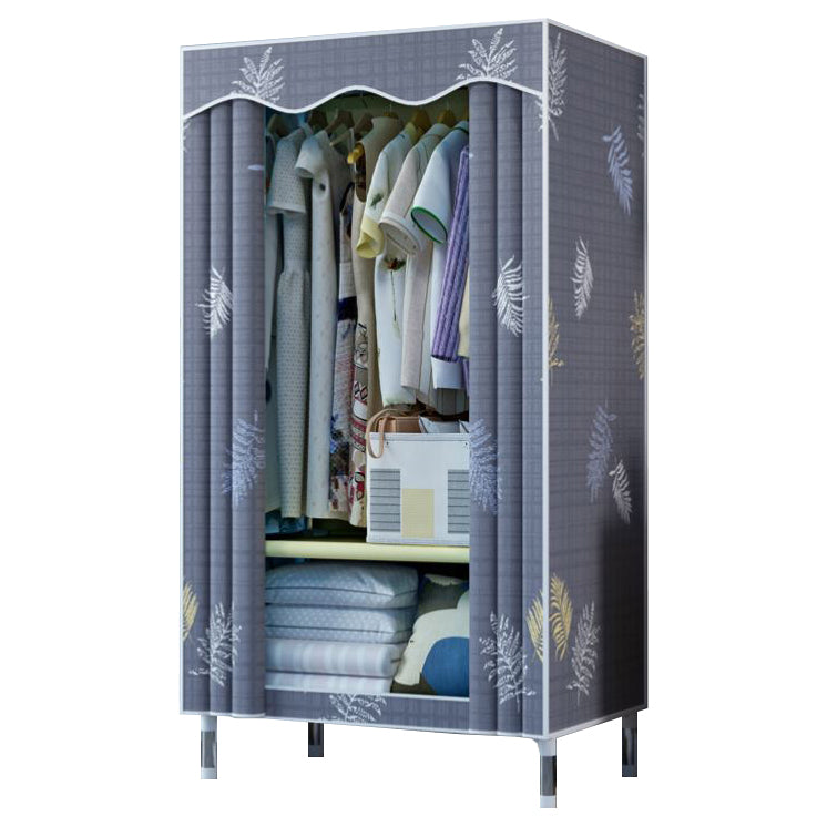 Modern Style Wardrobe Metal 1-Door Wardrobe Closet with Cloth Rod
