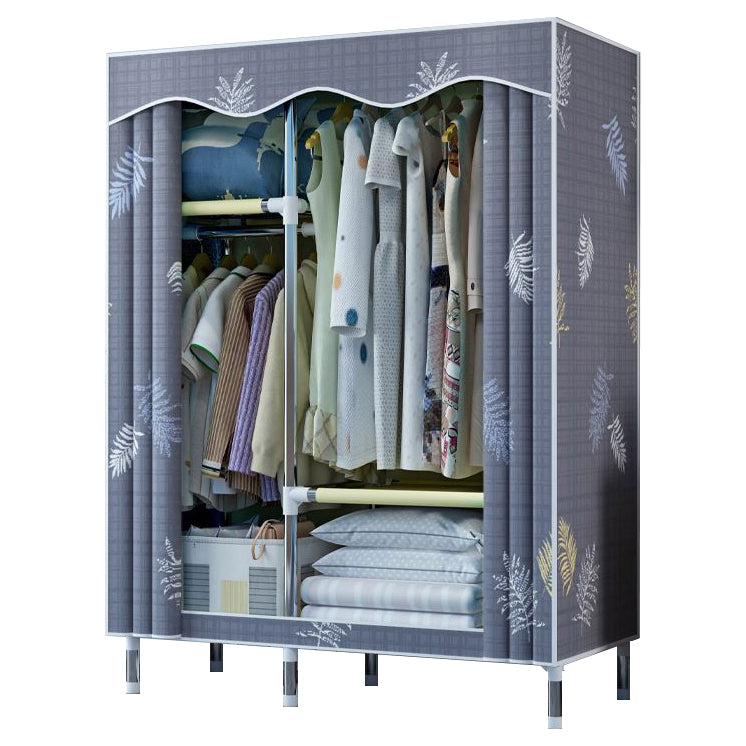 Modern Style Wardrobe Metal 1-Door Wardrobe Closet with Cloth Rod