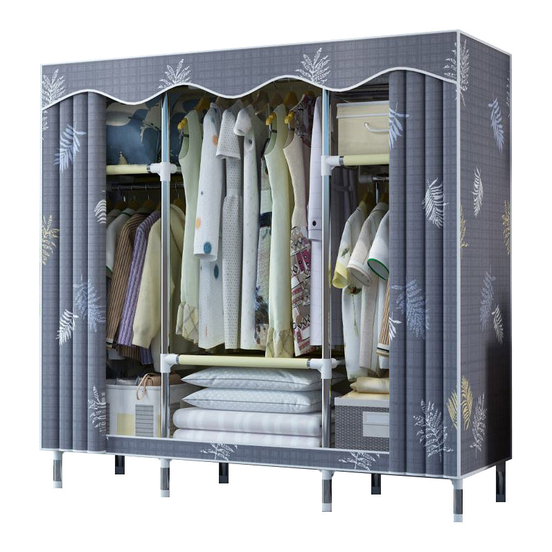 Modern Style Wardrobe Metal 1-Door Wardrobe Closet with Cloth Rod