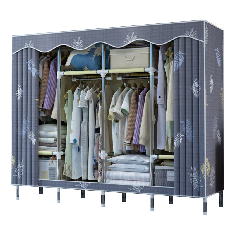 Modern Style Wardrobe Metal 1-Door Wardrobe Closet with Cloth Rod