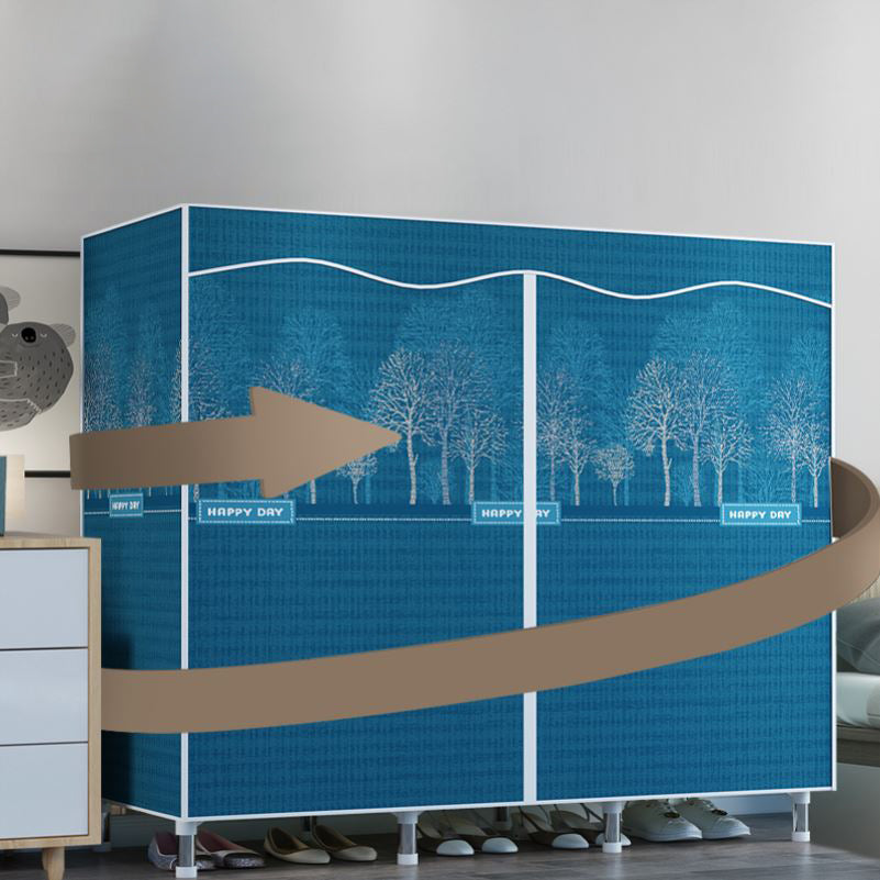 Modern Style Wardrobe Metal 1-Door Wardrobe Closet with Cloth Rod