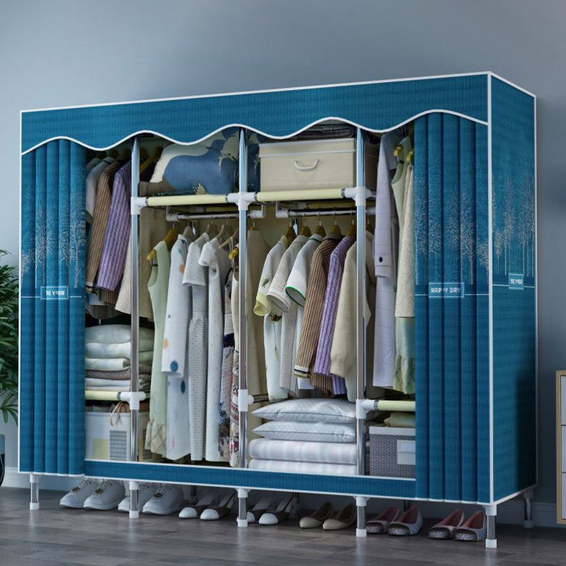 Modern Style Wardrobe Metal 1-Door Wardrobe Closet with Cloth Rod