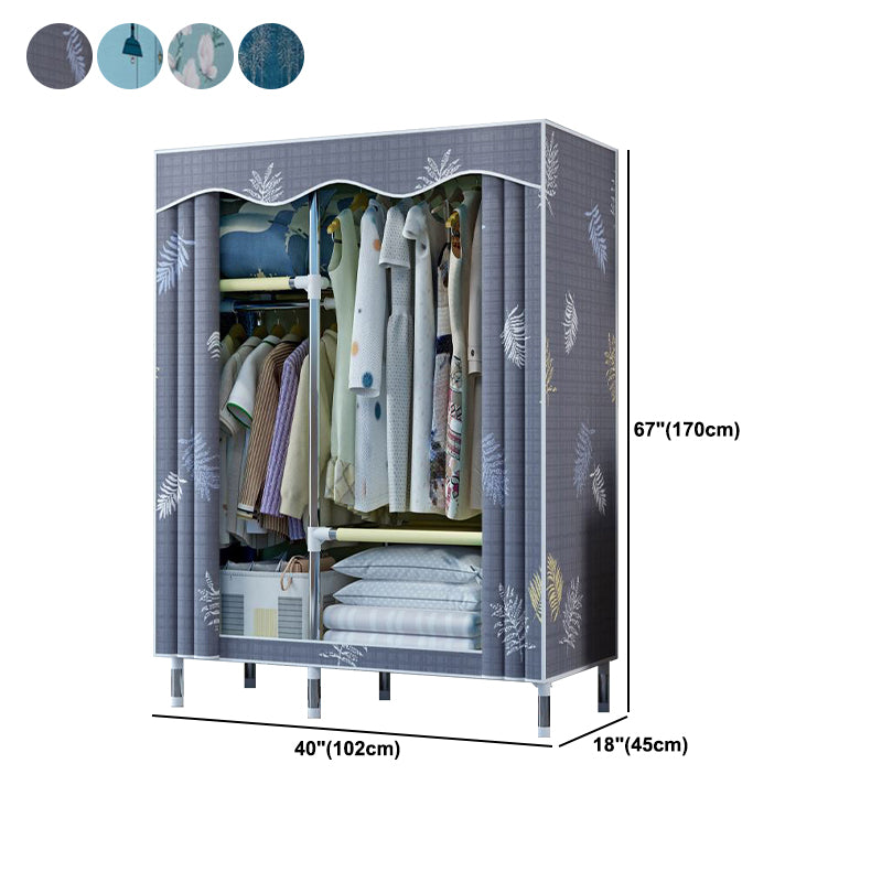 Modern Style Wardrobe Metal 1-Door Wardrobe Closet with Cloth Rod