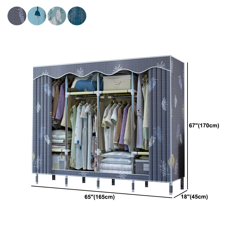 Modern Style Wardrobe Metal 1-Door Wardrobe Closet with Cloth Rod