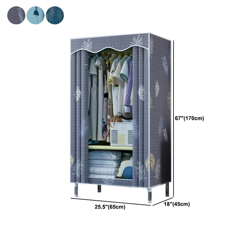 Modern Style Wardrobe Metal 1-Door Wardrobe Closet with Cloth Rod