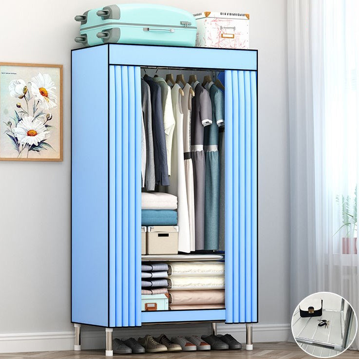 Contemporary Wardrobe Metal 1-Door Wardrobe Closet with Cloth Rod