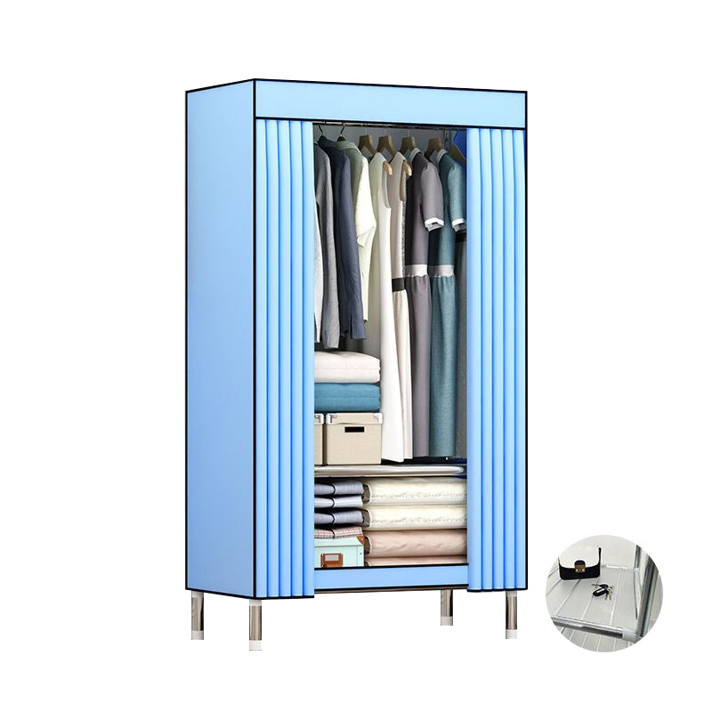 Contemporary Wardrobe Metal 1-Door Wardrobe Closet with Cloth Rod
