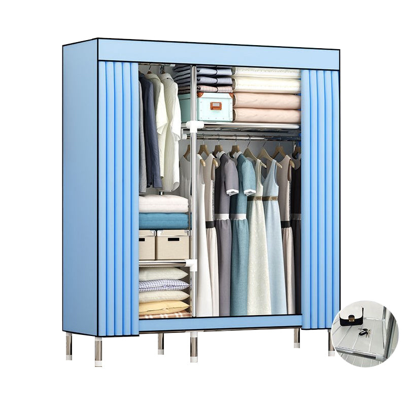 Contemporary Wardrobe Metal 1-Door Wardrobe Closet with Cloth Rod