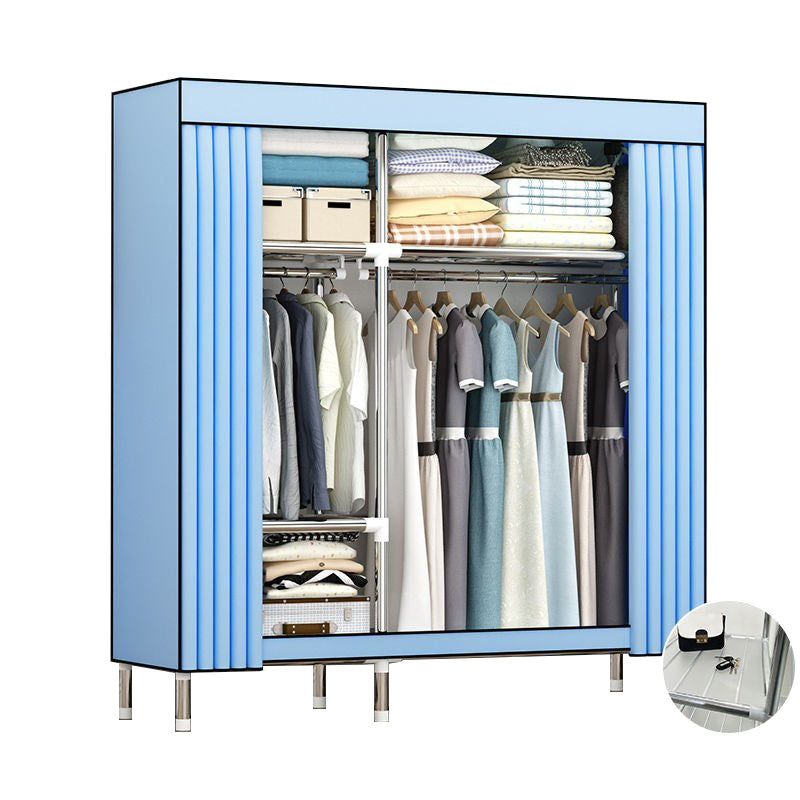 Contemporary Wardrobe Metal 1-Door Wardrobe Closet with Cloth Rod