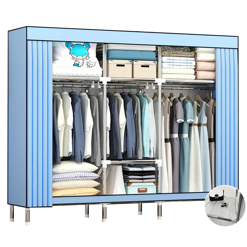 Contemporary Wardrobe Metal 1-Door Wardrobe Closet with Cloth Rod