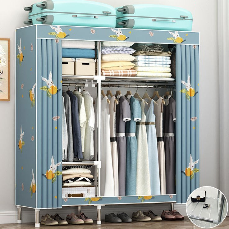 Contemporary Wardrobe Metal 1-Door Wardrobe Closet with Cloth Rod