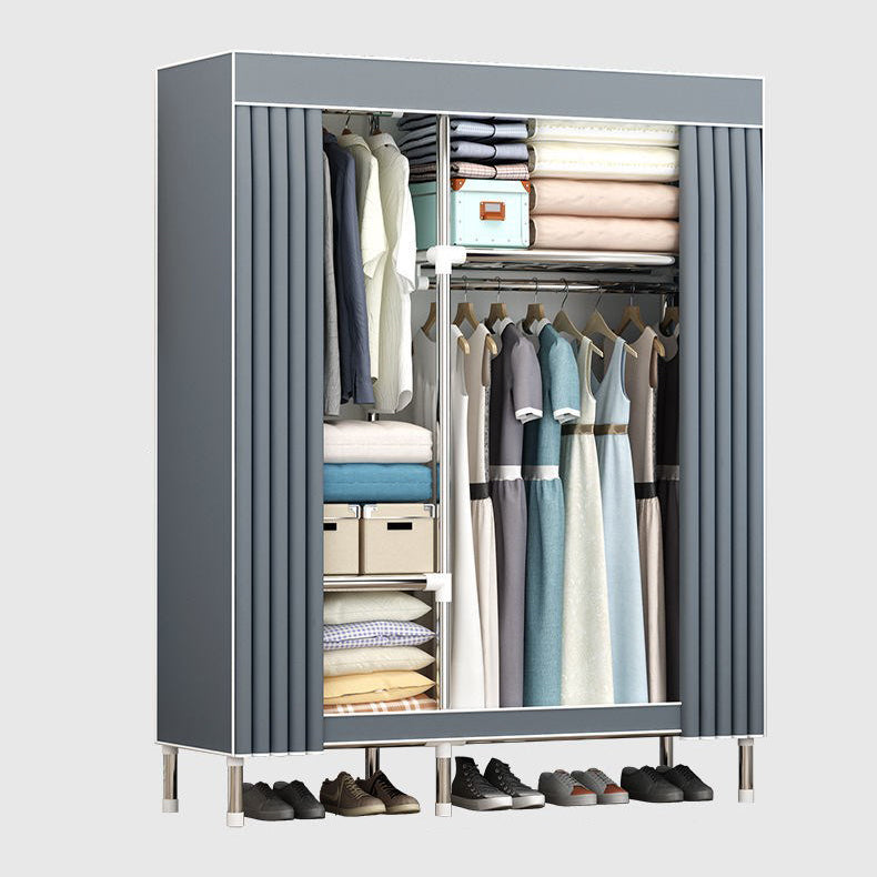 Contemporary Wardrobe Metal 1-Door Wardrobe Closet with Cloth Rod