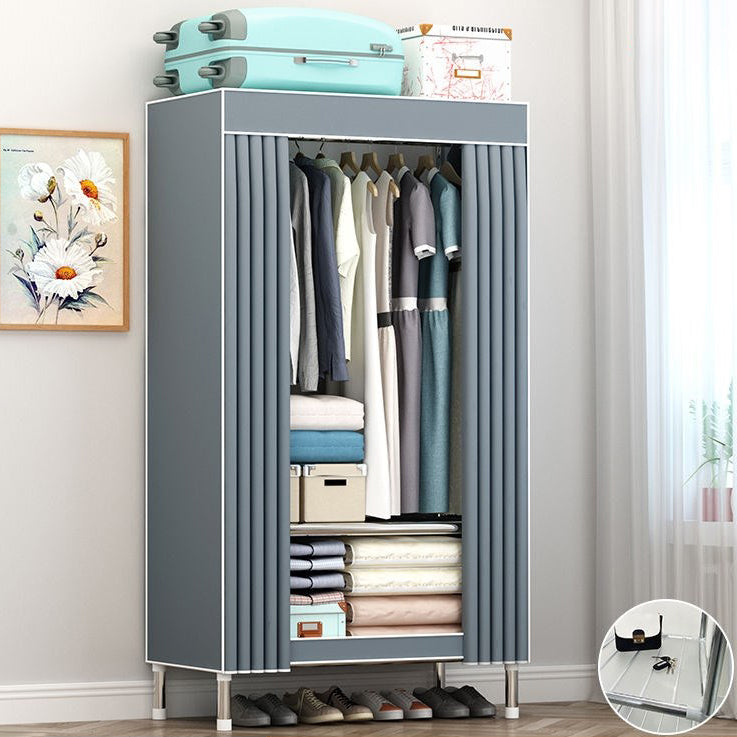 Contemporary Wardrobe Metal 1-Door Wardrobe Closet with Cloth Rod