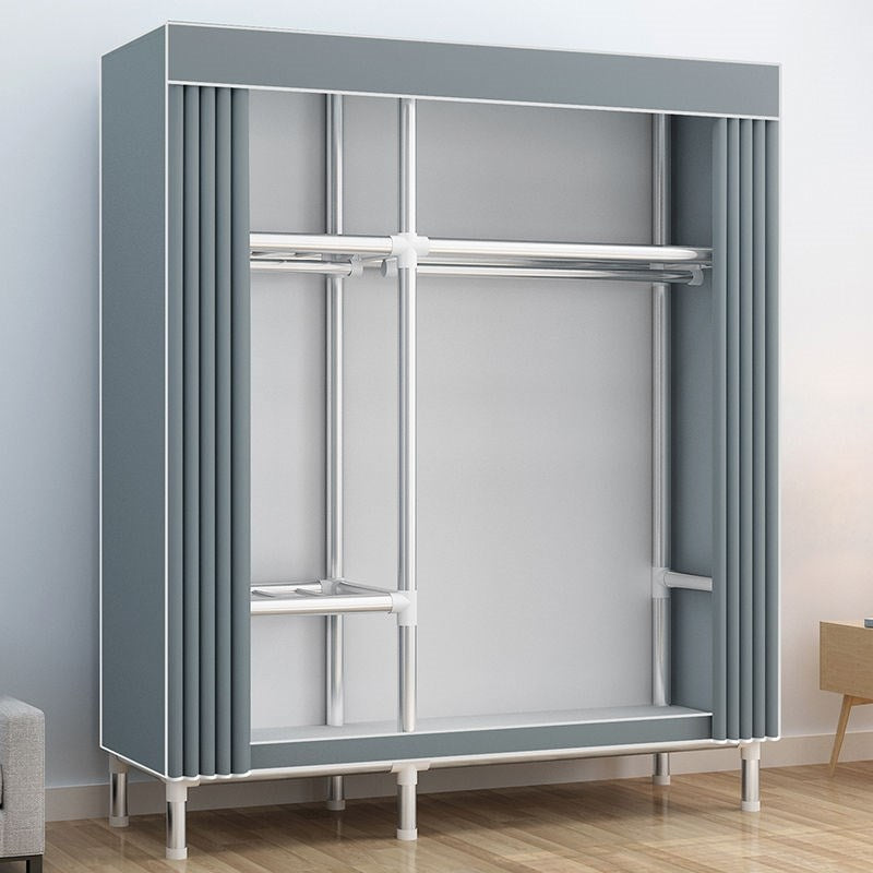 Contemporary Wardrobe Metal 1-Door Wardrobe Closet with Cloth Rod