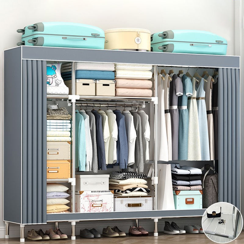 Contemporary Wardrobe Metal 1-Door Wardrobe Closet with Cloth Rod