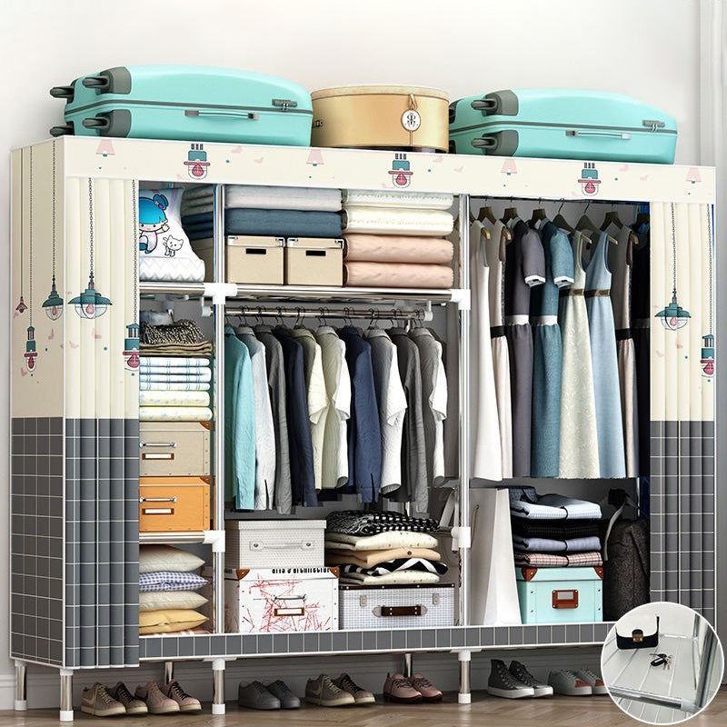 Contemporary Wardrobe Metal 1-Door Wardrobe Closet with Cloth Rod