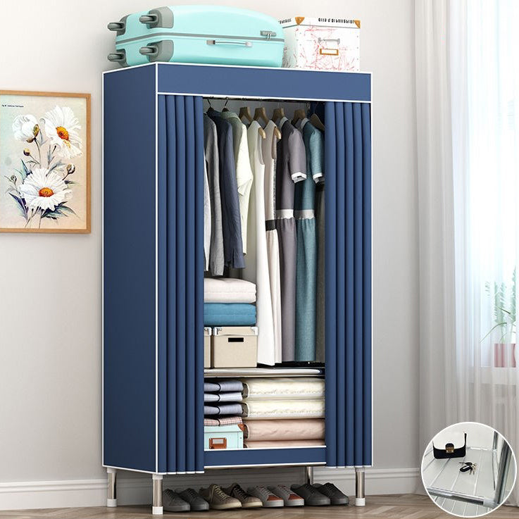 Contemporary Wardrobe Metal 1-Door Wardrobe Closet with Cloth Rod