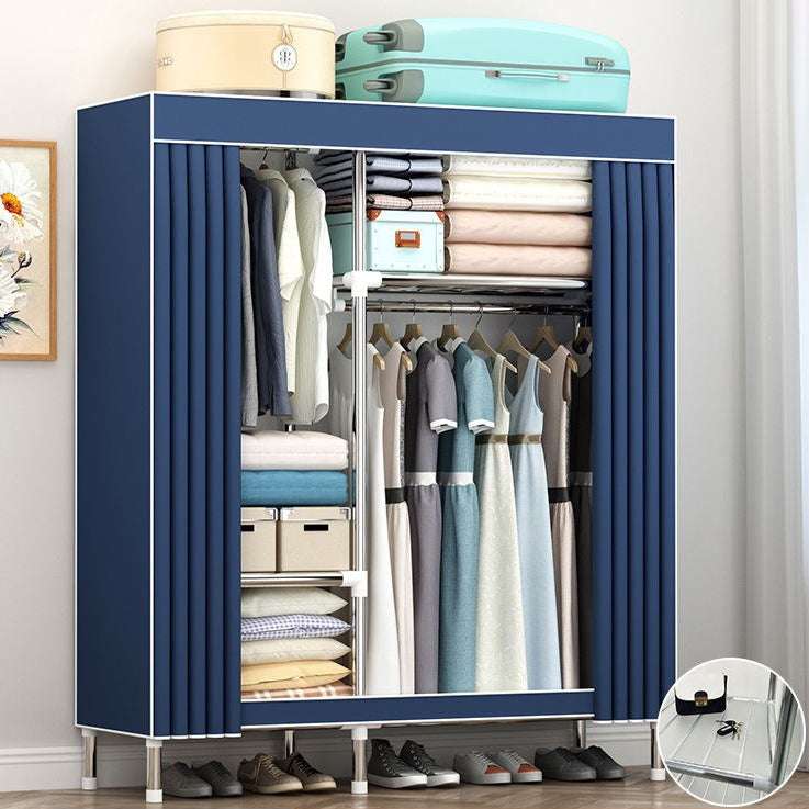 Contemporary Wardrobe Metal 1-Door Wardrobe Closet with Cloth Rod