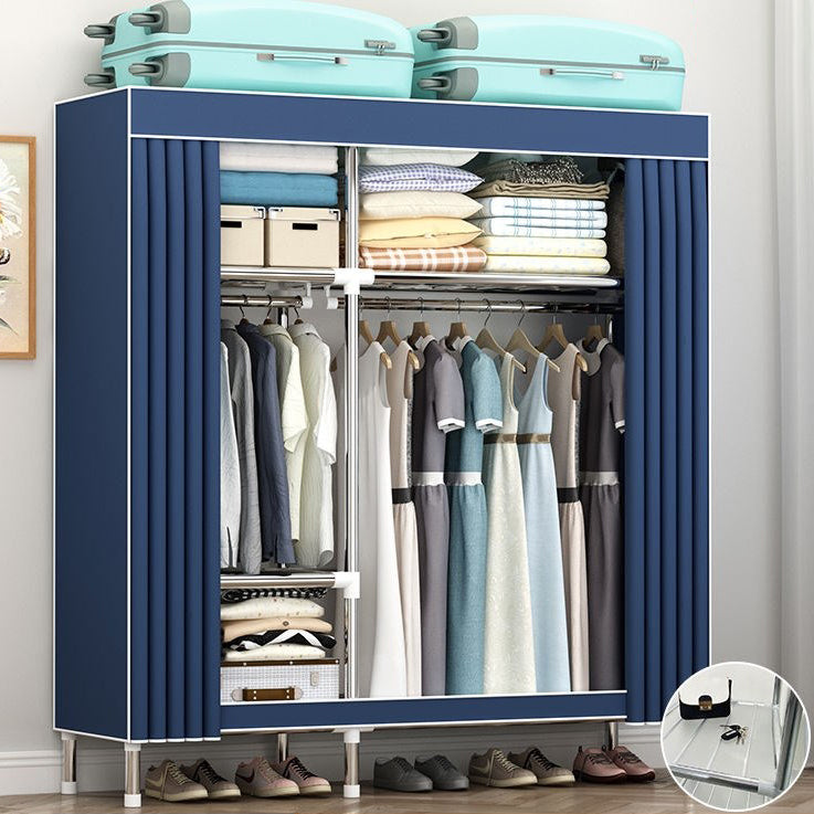 Contemporary Wardrobe Metal 1-Door Wardrobe Closet with Cloth Rod
