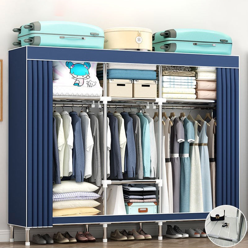 Contemporary Wardrobe Metal 1-Door Wardrobe Closet with Cloth Rod